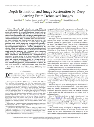 Cover of Depth Estimation and Image Restoration by Deep Learning from Defocused Images
