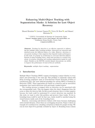 Cover of Enhancing Multi-Object Tracking with Segmentation Masks: A Solution for Lost Object Recovery